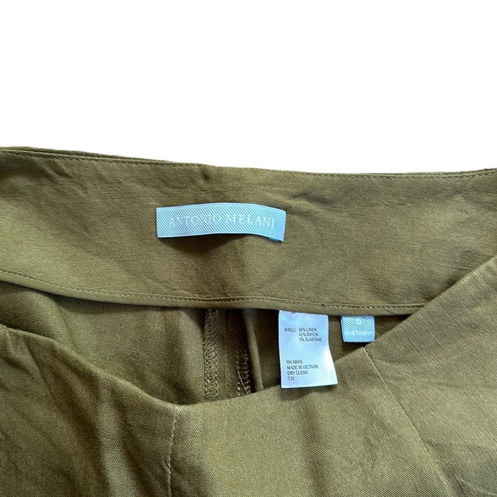 Antonio Melani  olive khaki green linen  high waisted shorts 3” in seam size 6 - Picture 3 of 3